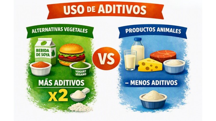 Las alternativas vegetales duplican el uso de aditivos frente a los productos de origen animal